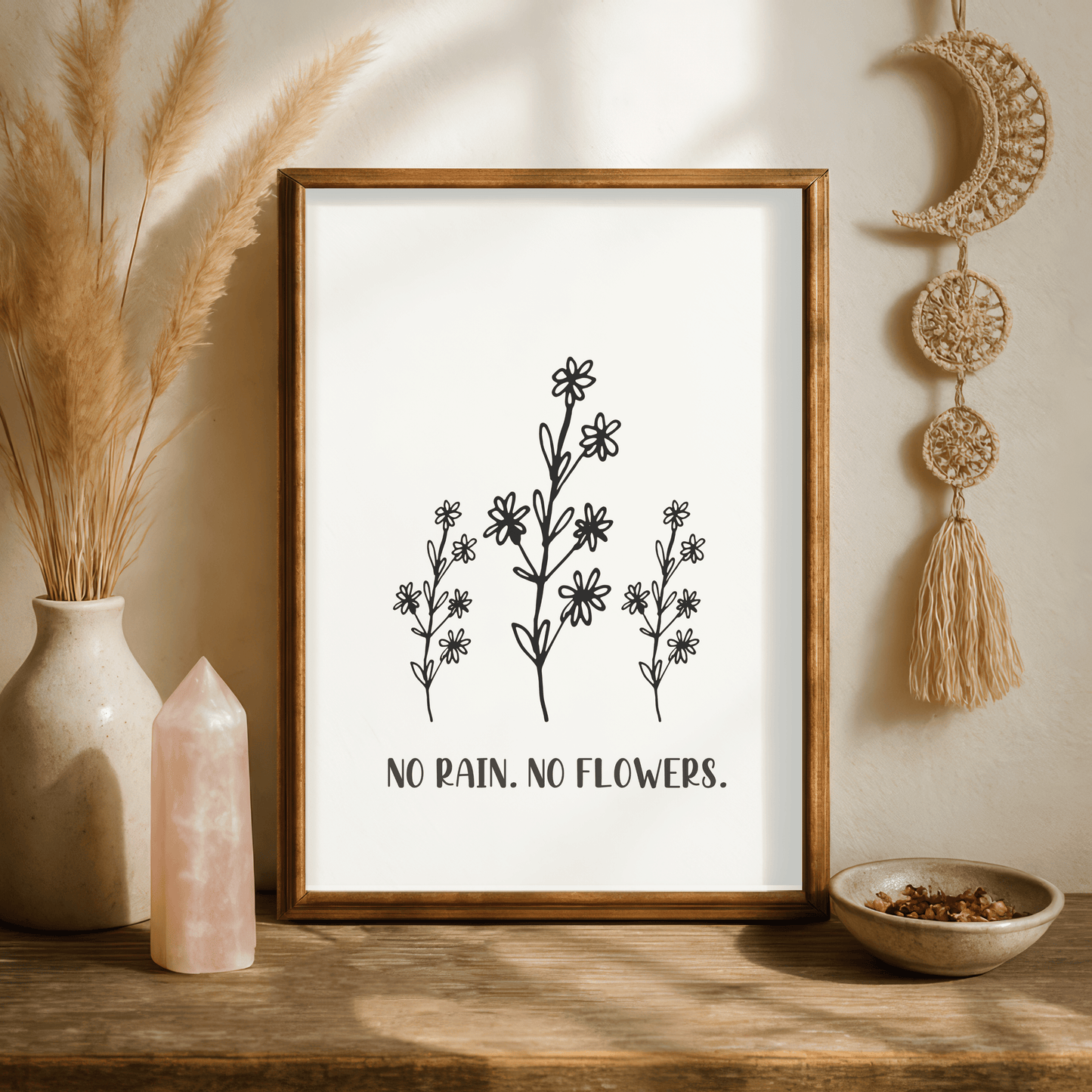 No Rain, No Flowers Minimal Floral Print