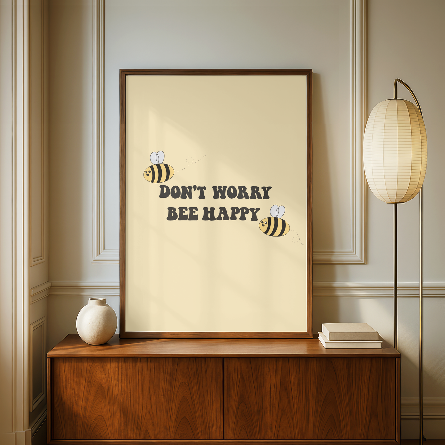 Don't Worry, Bee Happy Quote Print - A5