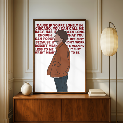 Louis Tomlinson "Chicago" Lyric Print - A5
