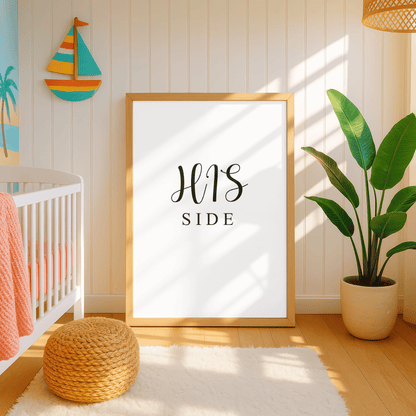 His Side Minimal Bedroom Print