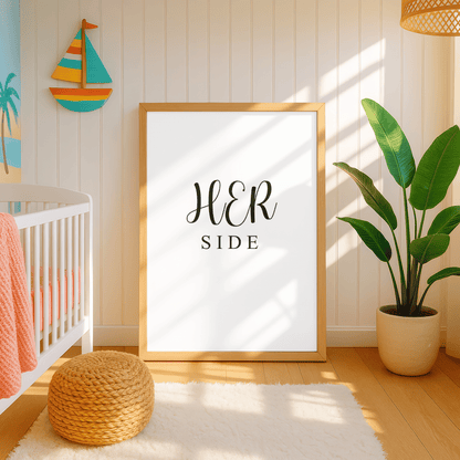 Her Side Minimal Bedroom Print