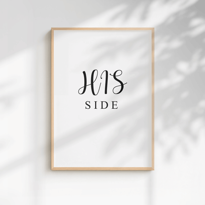 His Side Minimal Bedroom Print
