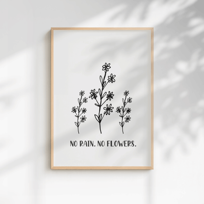 No Rain, No Flowers Minimal Floral Print