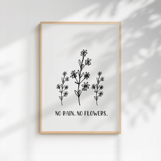No Rain, No Flowers Minimal Floral Print