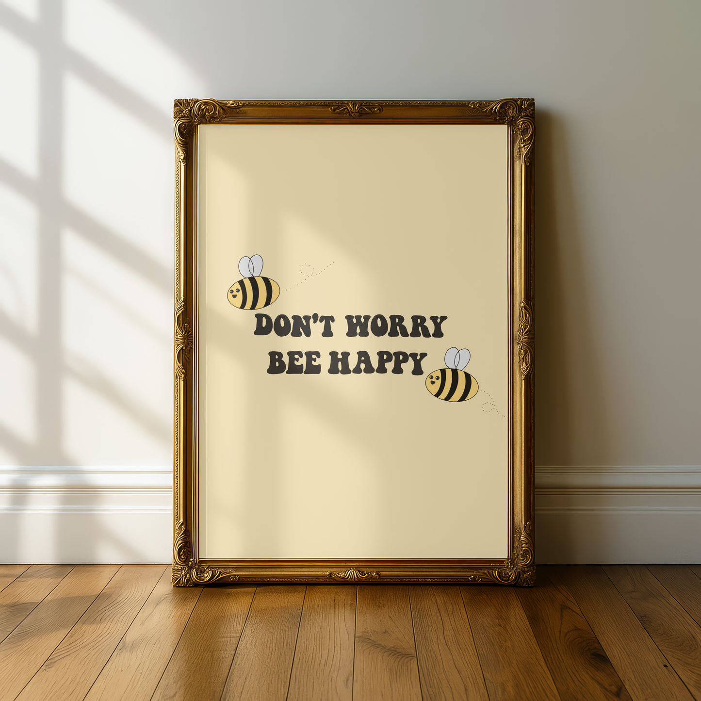 Don't Worry, Bee Happy Quote Print - A5