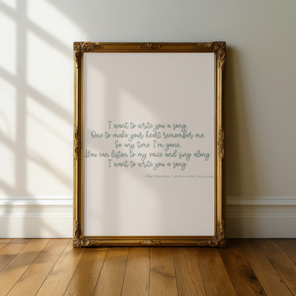One Direction "I Want To Write You A Song" Lyric Print - A5