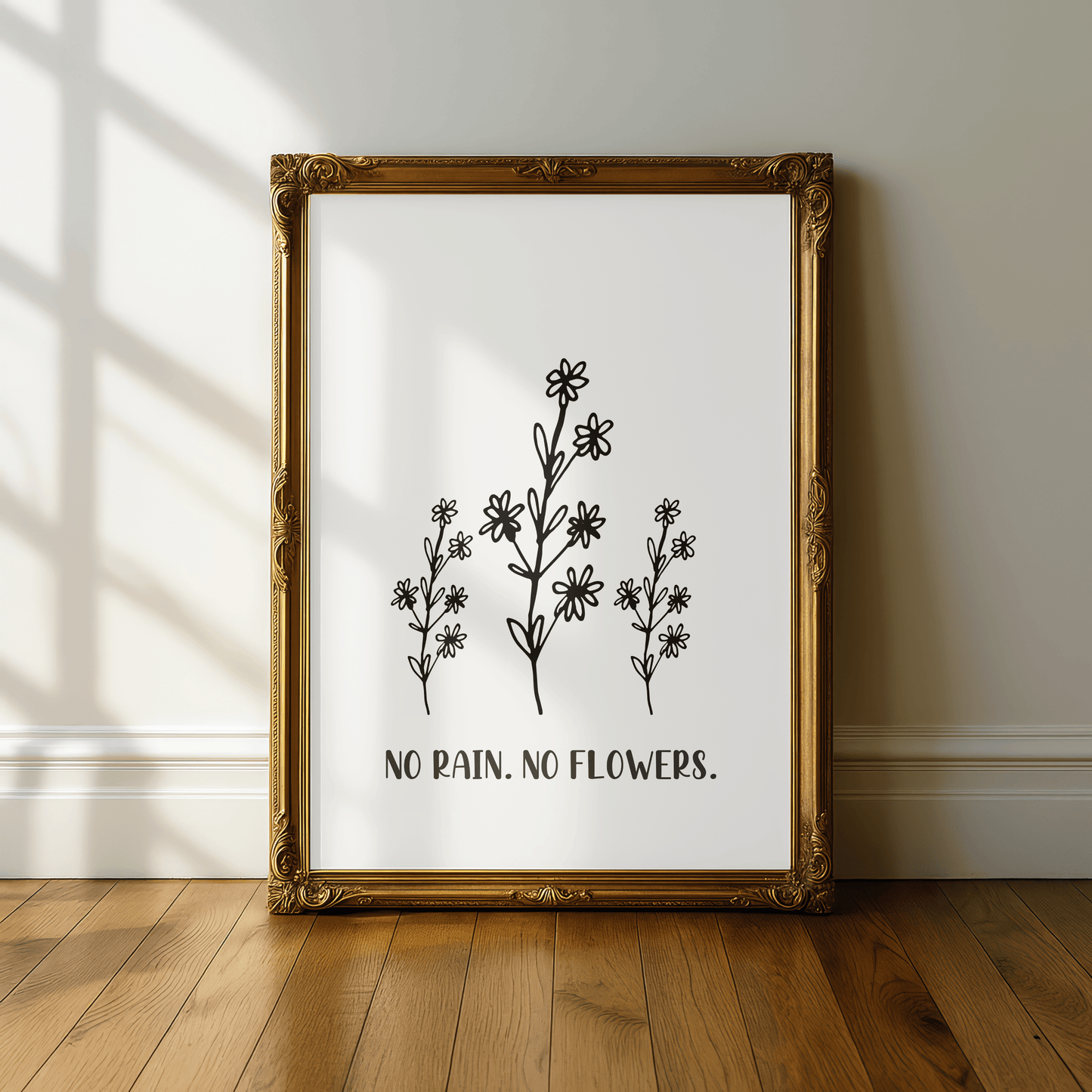 No Rain, No Flowers Minimal Floral Print