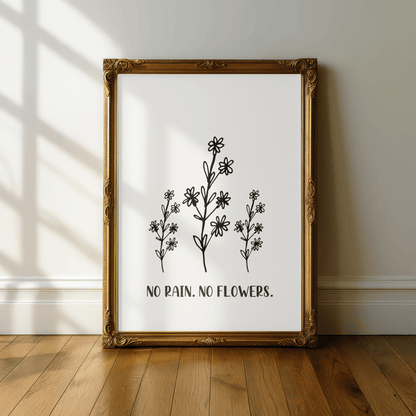 No Rain, No Flowers Minimal Floral Print