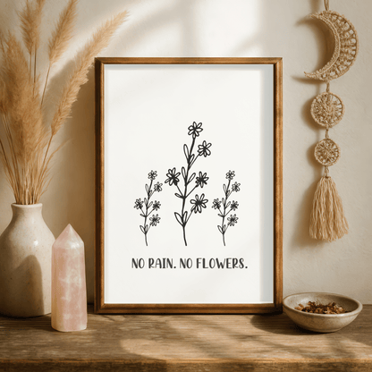 No Rain, No Flowers Minimal Floral Print