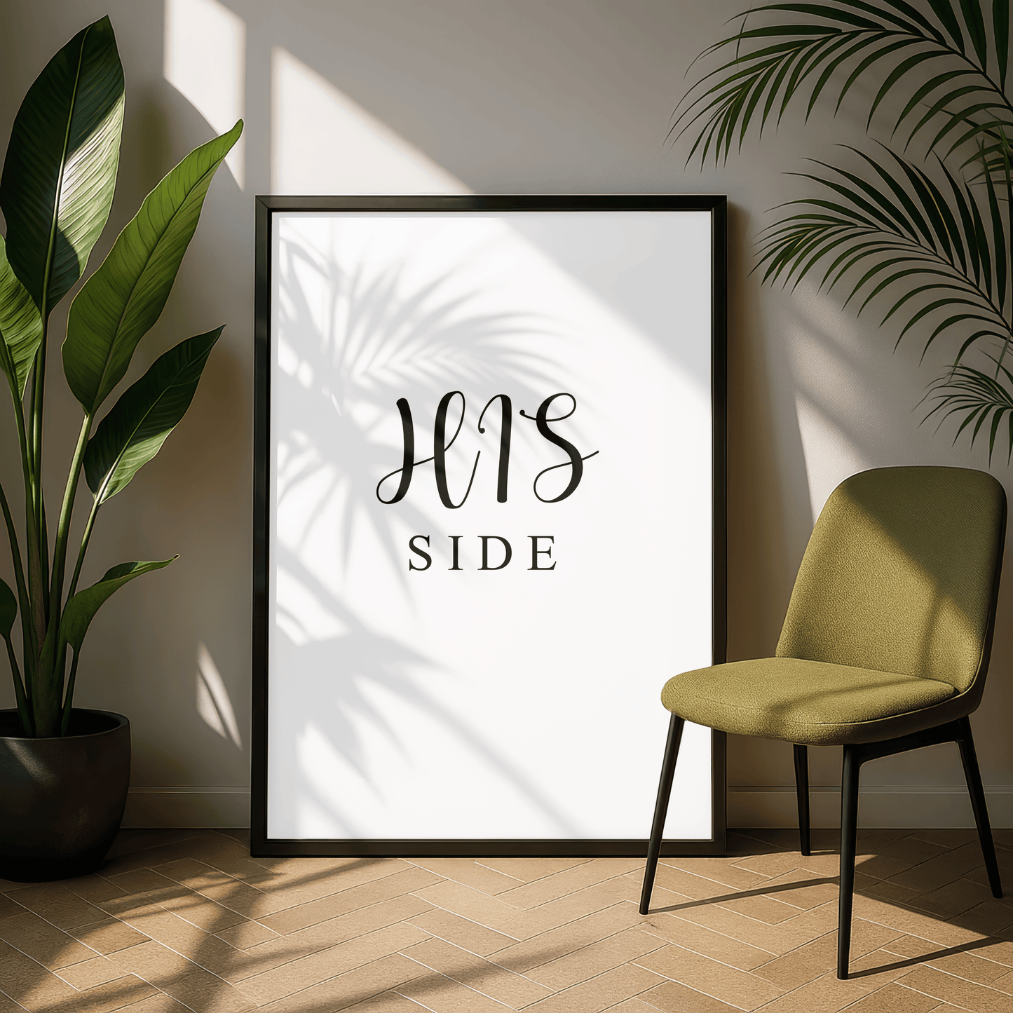His Side Minimal Bedroom Print