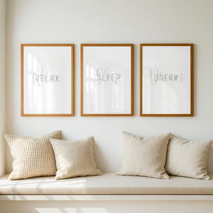 Relax, Sleep, Dream set of 3 Bedroom Prints